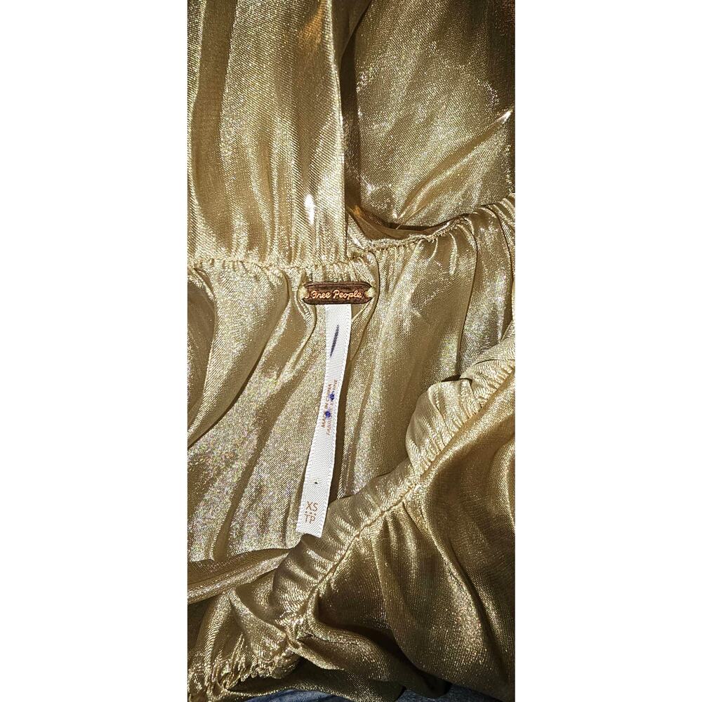 New Free People Rosetta Top $78 X-SMALL Gold SHEER One-Shoulder Shimmery - Picture 5 of 5